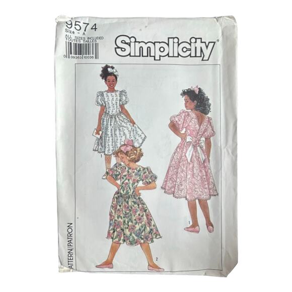 Simplicity 9574 Girls' Dress Pattern - Size 7-8-10-12-14 - Picture 2 of 5